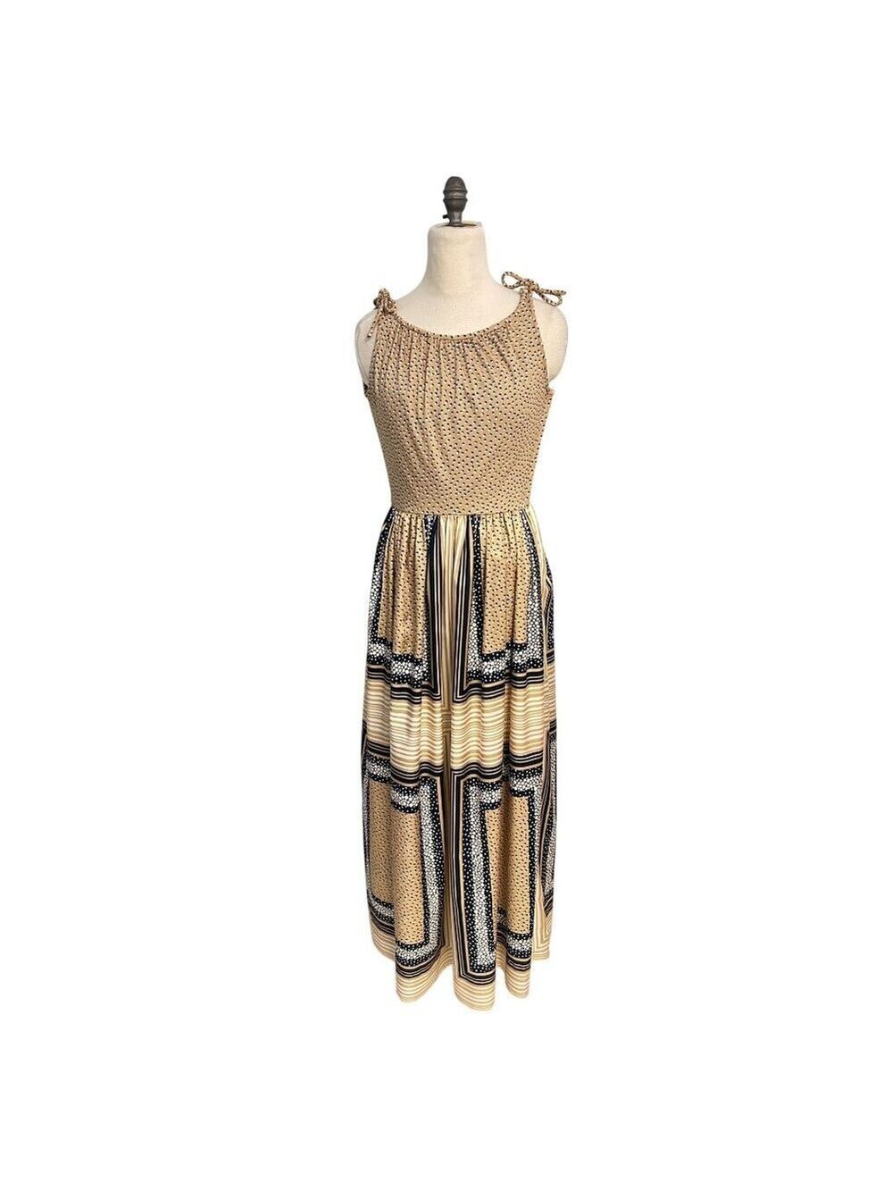 Vintage Nardis of Dallas Maxi Dress Sleeveless Tie Shoulder Small  6